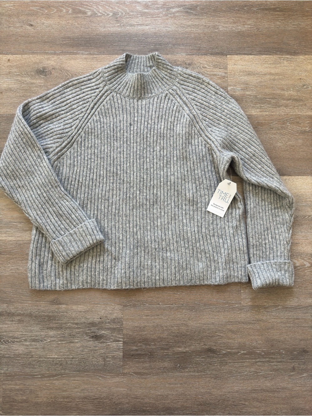 Time and Tru Heather Ribbed Mock Neck Sweater